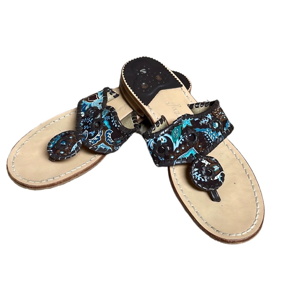 Jack Rogers x Vera Bradley Java Blue Paisley Navajo Classic Flat Sandal size 8